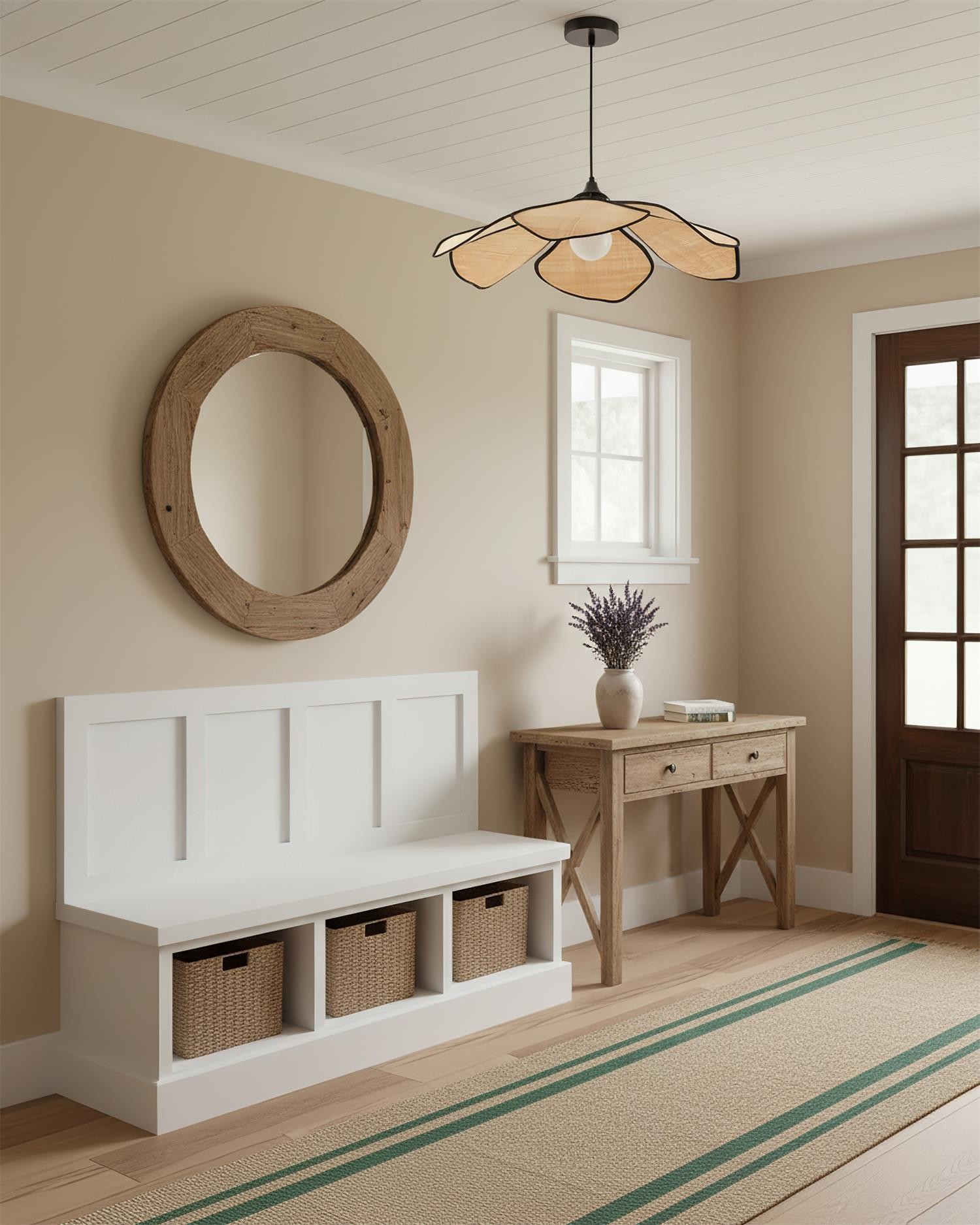 Hanglamp met raffia bloemblaadjes HL2804