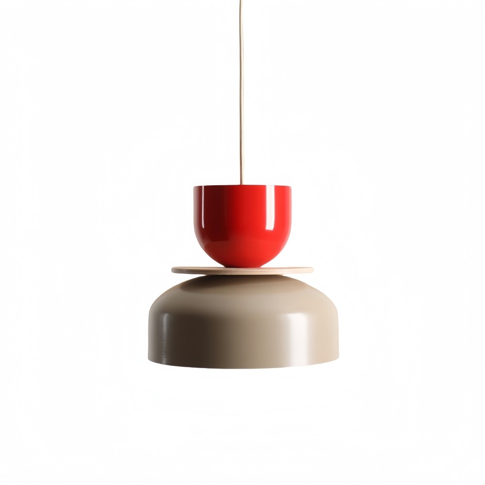 Hanglamp met metalen kom en kap - Houten Macri Kleurrijke Keukenlamp HL1068