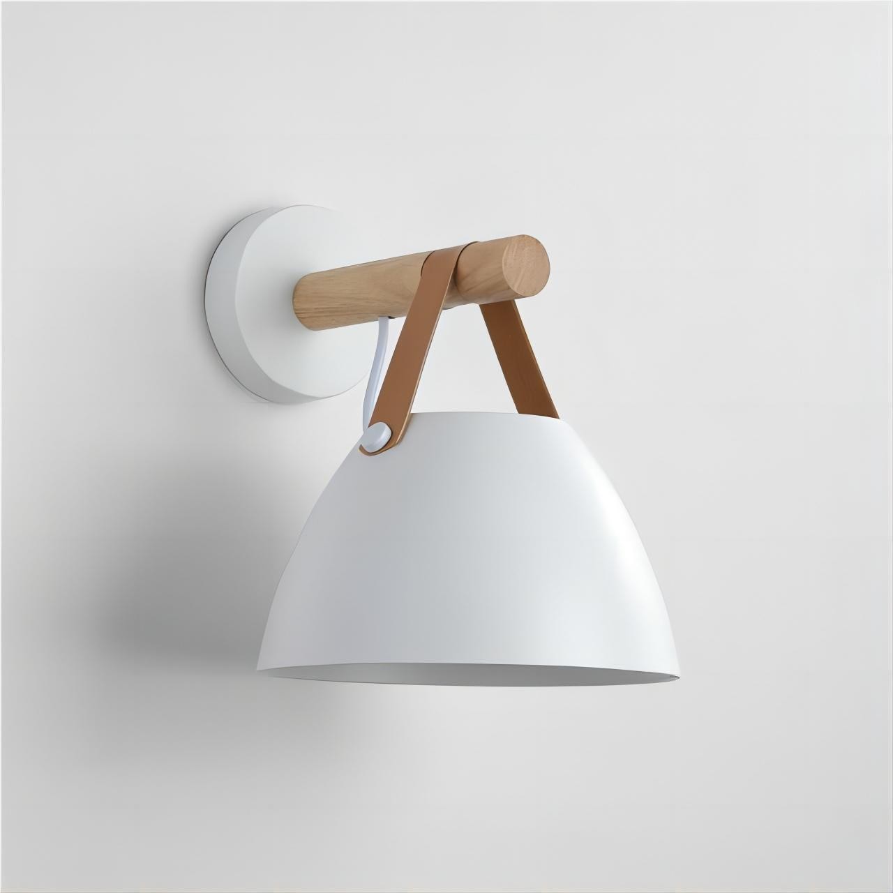 Scandinavisch design walnoothouten riemwandkandelaar HL89