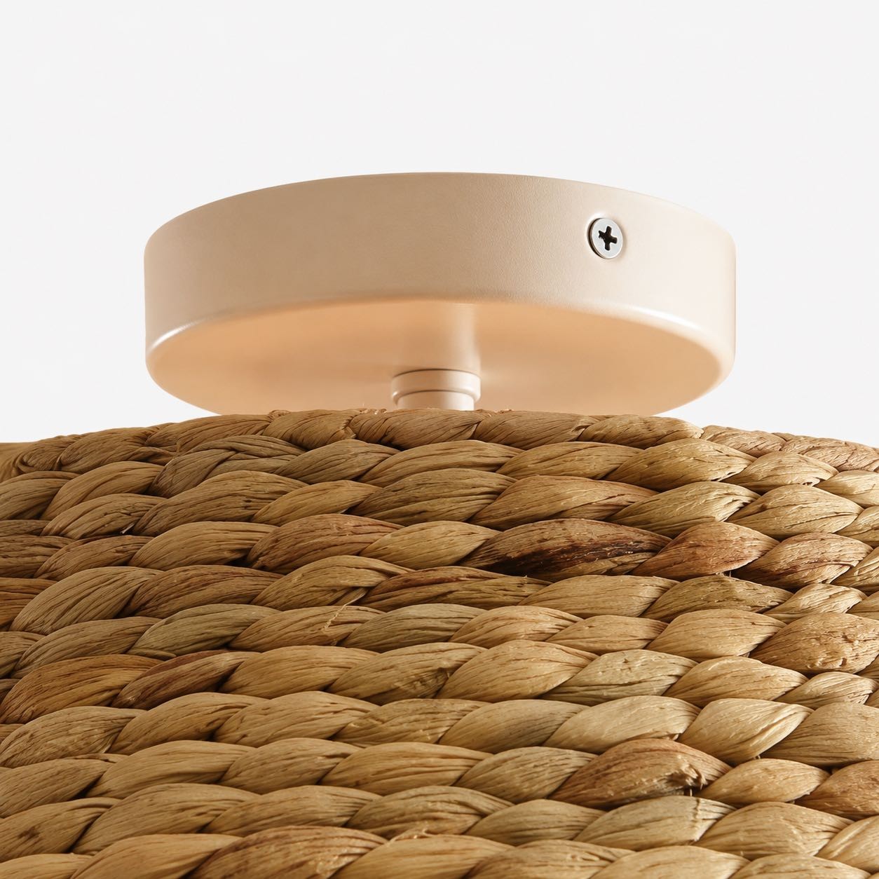 Ruvest Farmhouse plafondlamp met vlakke montage - Gegolfd rotan voor warme interieurs HL2274