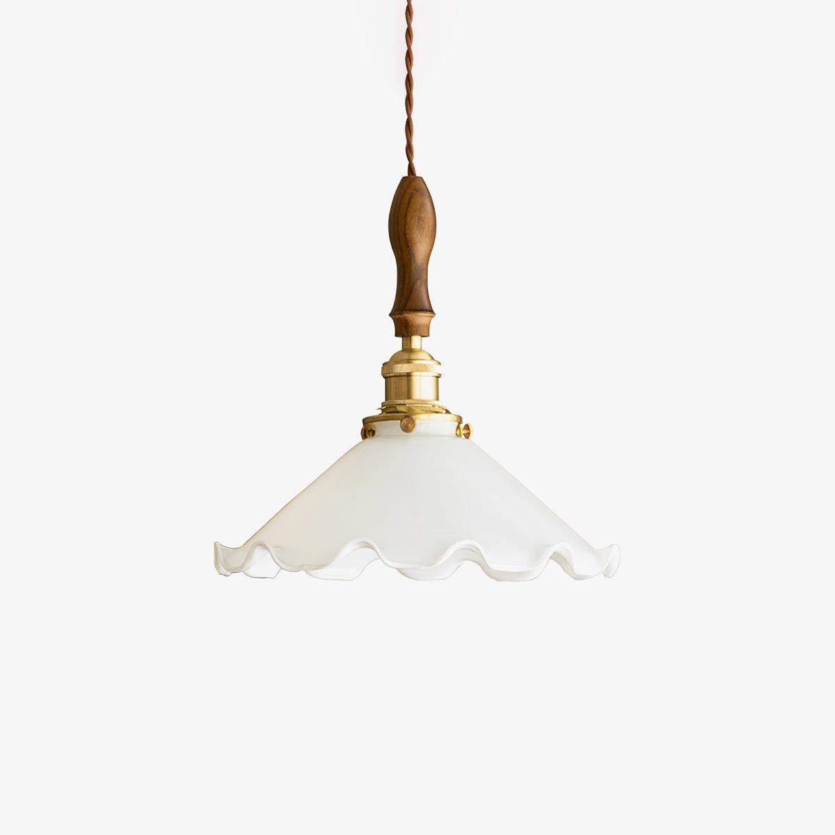 Vintage witte glazen hanglamp met rok HL428