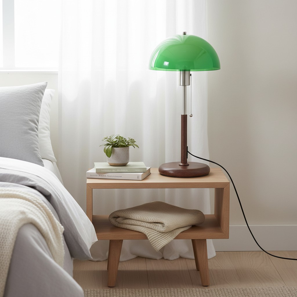 Afterglow tafellamp met ronde kap, accentlamp voor naast het bed - moderne retrostijl voor de slaapkamer HL2361