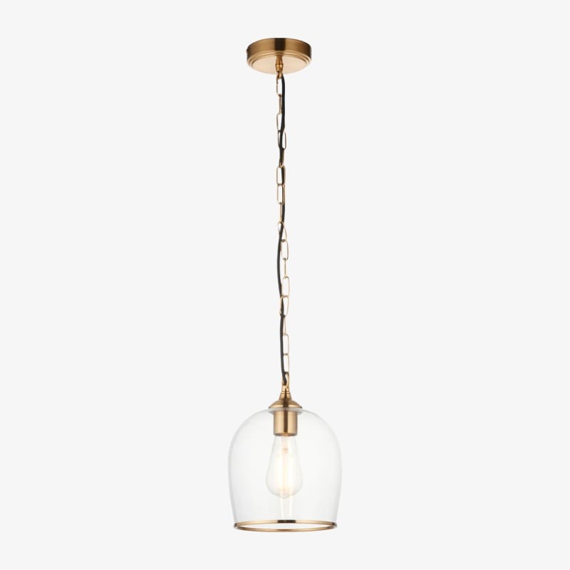 Brazara Hanglamp met Glazen Koepel - Klassiek ontwerp met Metalen Rand voor Keuken en Eetkamer HL2110