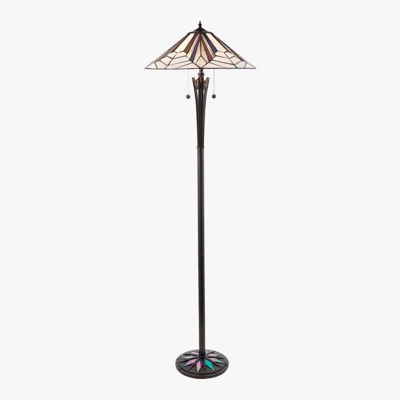 TF Astoria Art Deco Staande Lamp met Glas-in-lood - Geometrisch Design Staande Lamp voor de Woonkamer HL2223