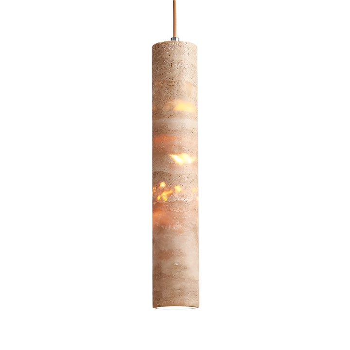 Hanglamp met crèmekleurige travertin buisvormige kap HL3465
