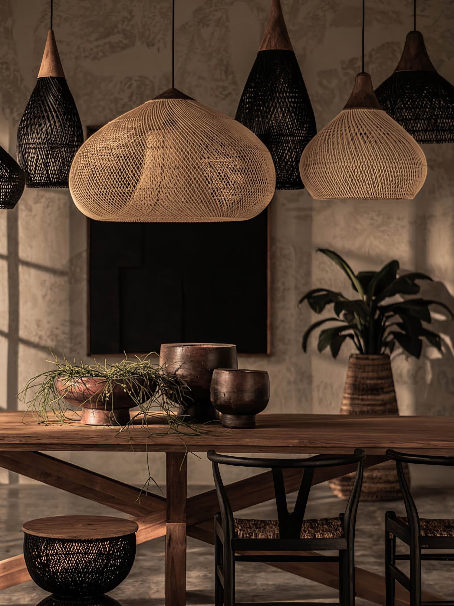 Harp gevlochten rotan hanglamp HL1402