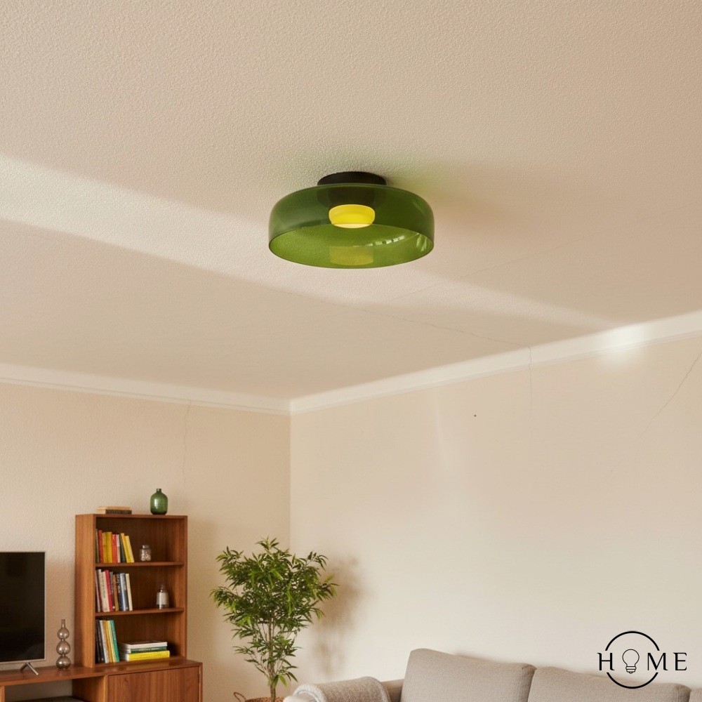 Scandinavische Glazen Schijf Plafondlamp - Noordse Macaron-stijl Lamp voor Woonkamers HL204