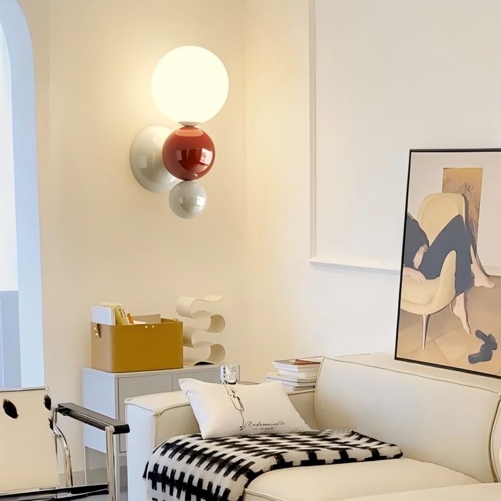 Kleurrijke Crèmekleurige Bolvormige Wandlamp HL321