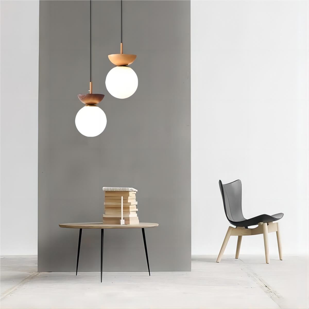 Scandinavische Semi-bol Houten Hanglamp HL100