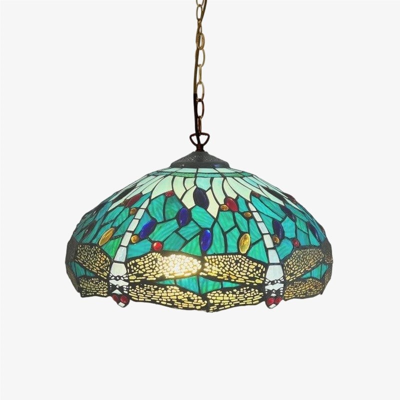 TF Dragonfly Tiffany hanglamp - Art Nouveau hanglamp met glas-in-lood voor de woonkamer HL2045