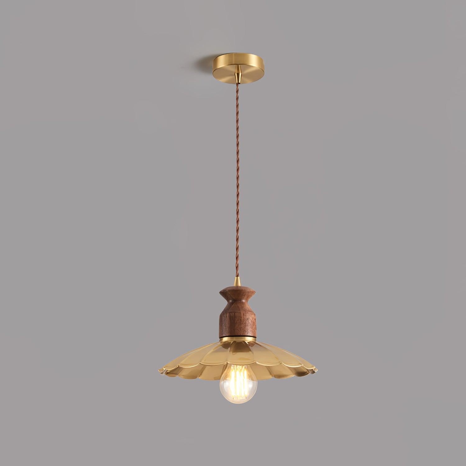 Ronde messing metalen badge gouden hanglamp HL389