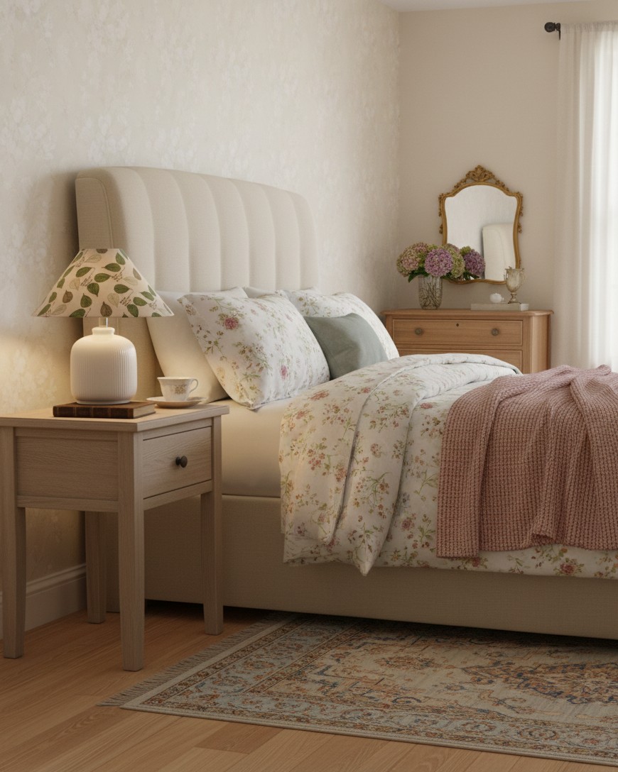 Tafellamp met groenblijvende bloemenprint HL2880