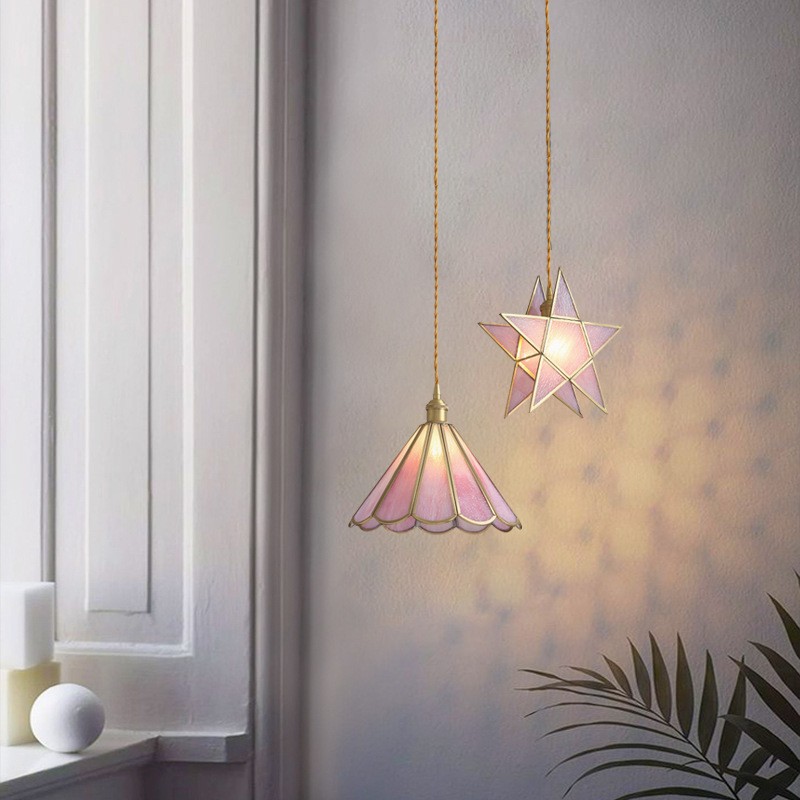 Romantische Retro Messing Glazen Hanglamp HL66
