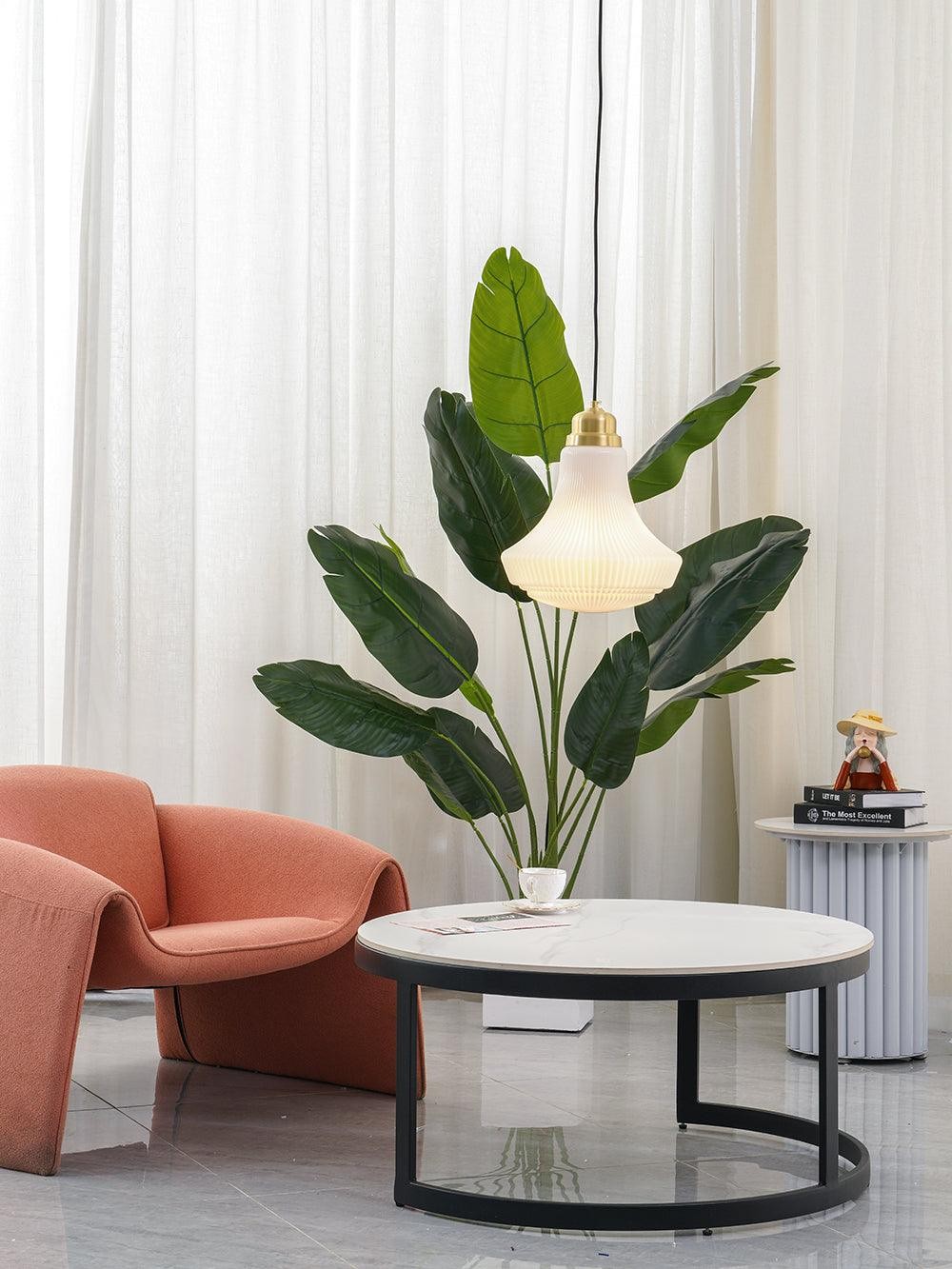 Klassieke messing albasten glazen hanglamp HL746