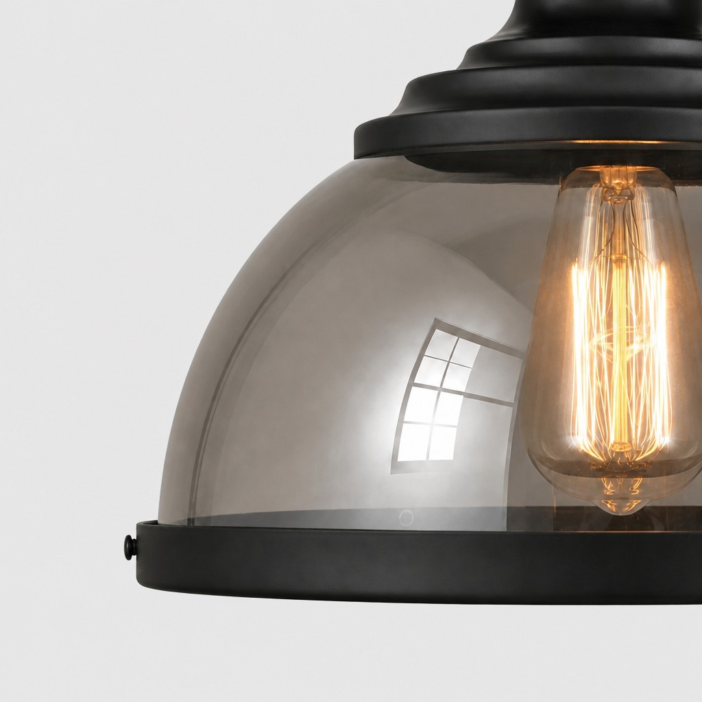 Ivoran industriële hanglamp van metaal met rookkleurig glas - Geschikt voor keukeneiland HL3575