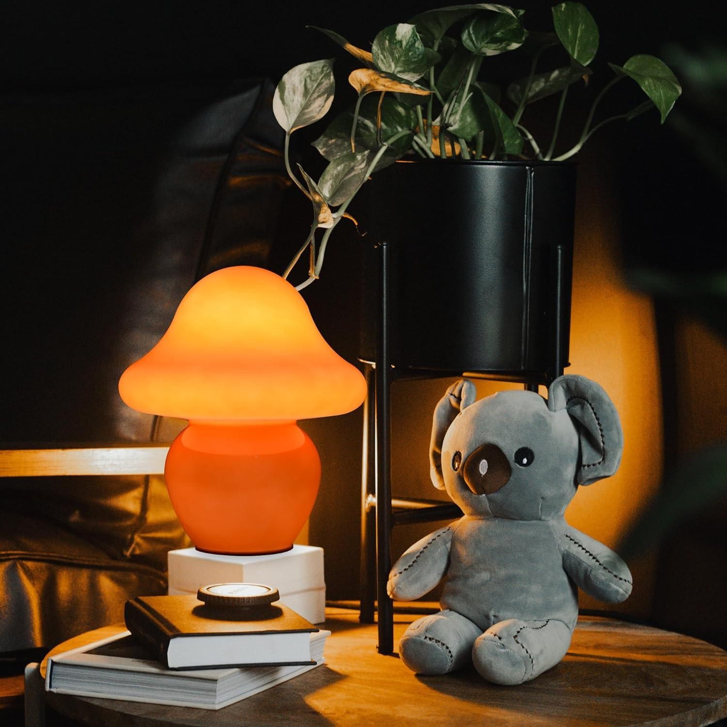 Bauhaus Paddestoel glas Tafellamp Met USB poort HL181