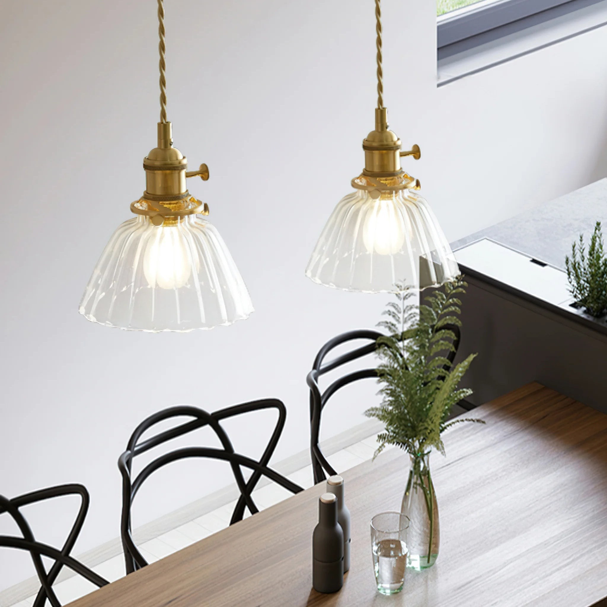 Jasmine Vintage messing glazen hanglamp HL3503