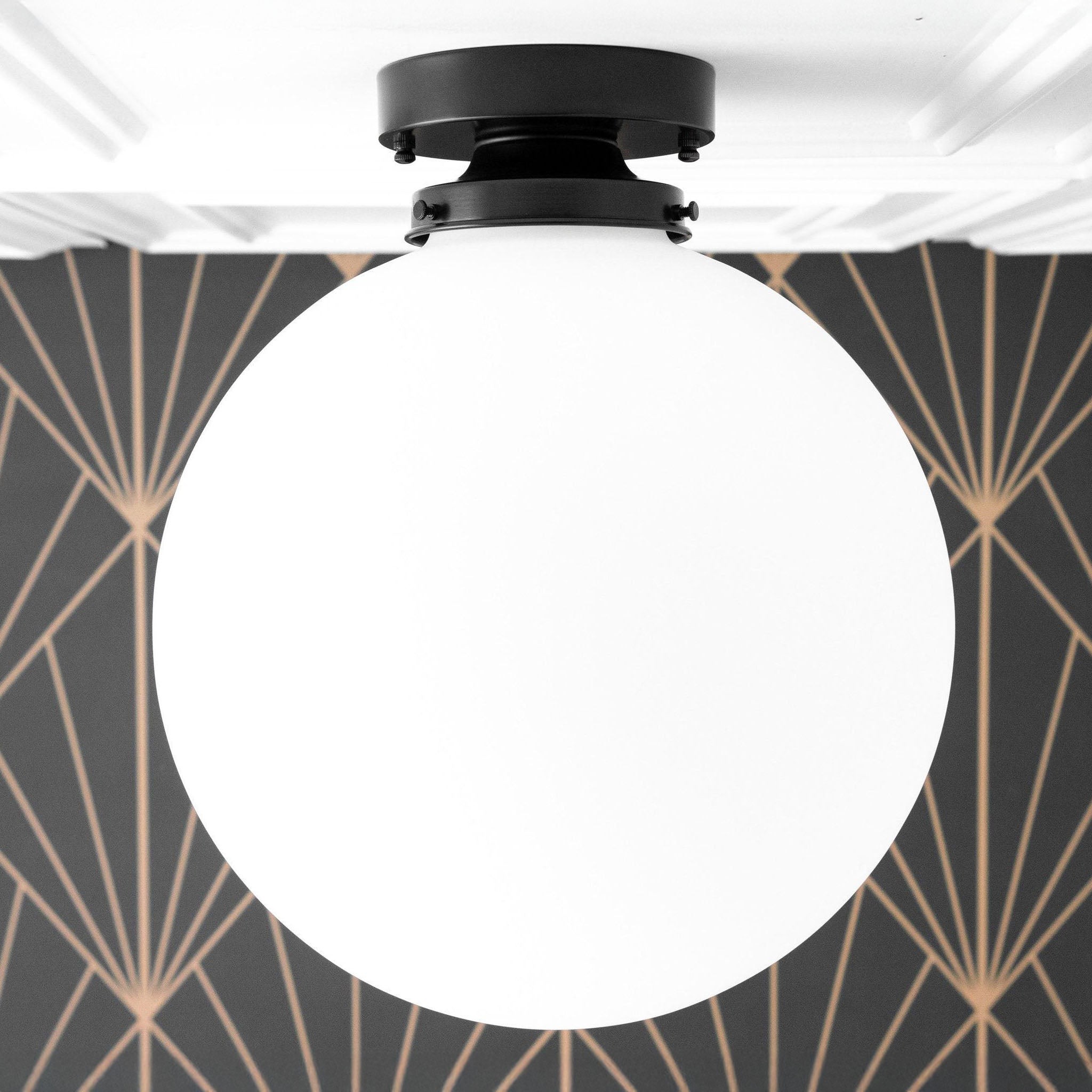Glorica Glass 12 inch bolvormige plafondlamp - Art Deco hanglamp van matglas en plafondlamp HL1724