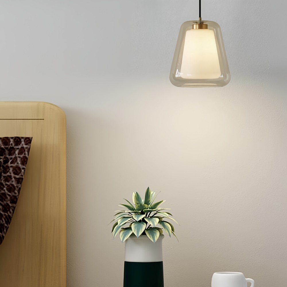 Hanglamp met dubbel glas - modern flesontwerp voor de keuken HL1317