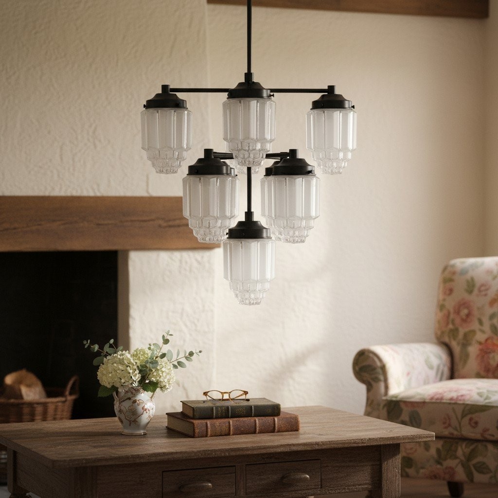 Tierlux Glazen kroonluchter met textuur van messing - Tijdloze verlichting met stijl HL1737