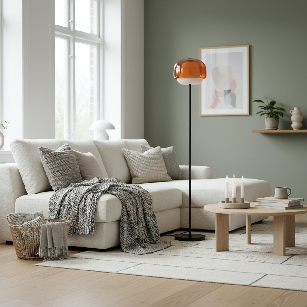 Clinco Moderne Paddestoel Vloerlamp - Gekleurde Glazen Bollamp voor Woonkamers HL1778