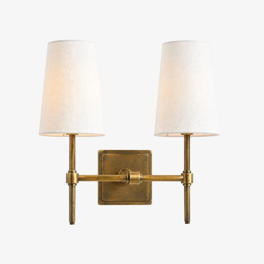 Derlina Witte Linnen Wandlamp – Retro Metalen Verlichtingsarmatuur met Meerdere Hoofden HL1433