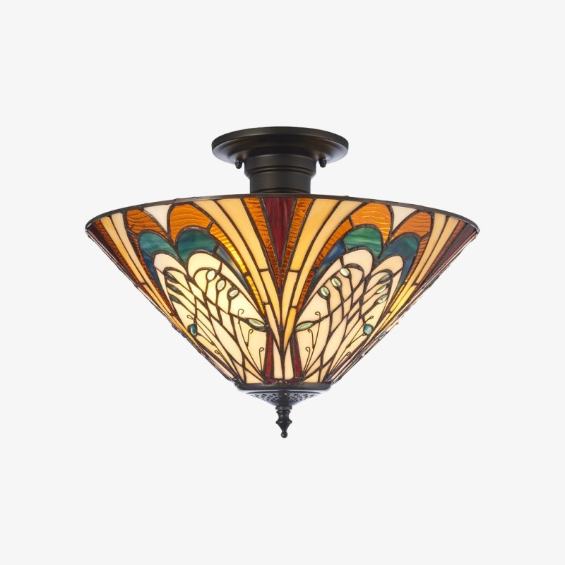 TF Hector Plafondlamp - Handgemaakt glas-in-lood design, half-inbouw of hanglamp voor thuis HL2217