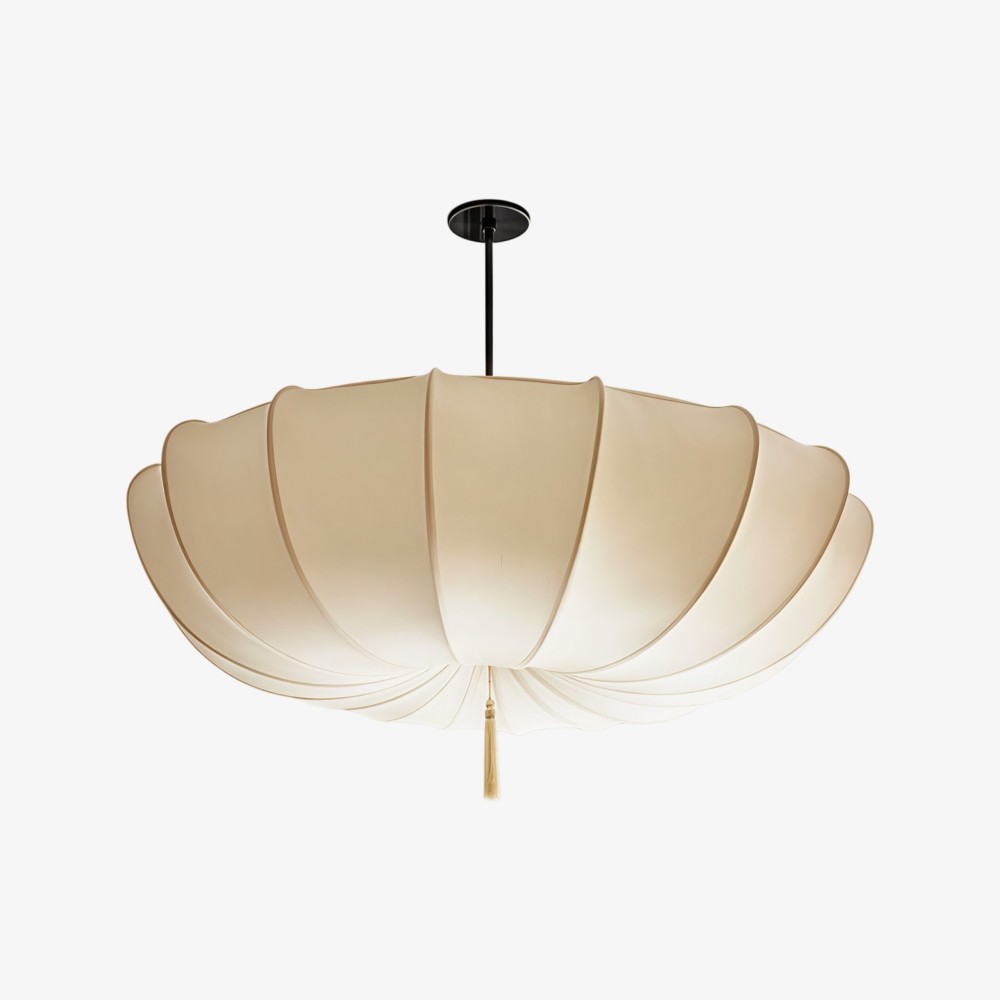 Traditionele Japanse ronde kroonluchter met ijzeren frame en stoffen kap, 3/5 lichts, voor de woonkamer HL1408