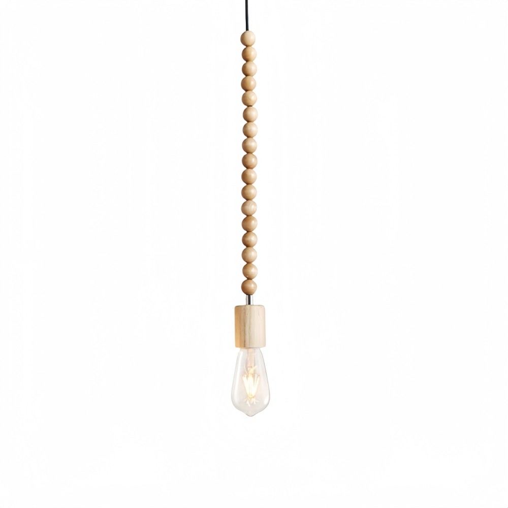 Hanglamp met Houten Kralen - Retro Snoerlamp voor Woonkamer HL1063