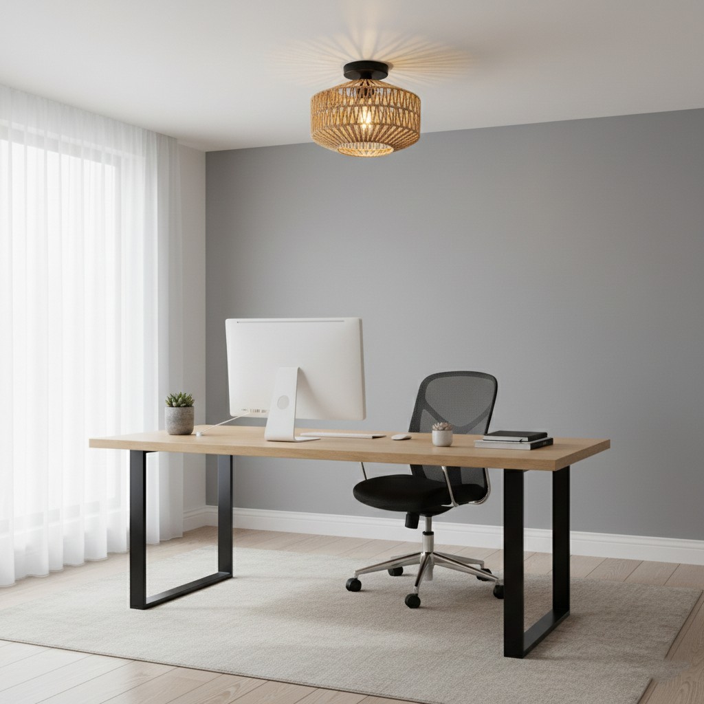 Geweven lantaarn Boho Radiance rotan plafondlamp HL3399