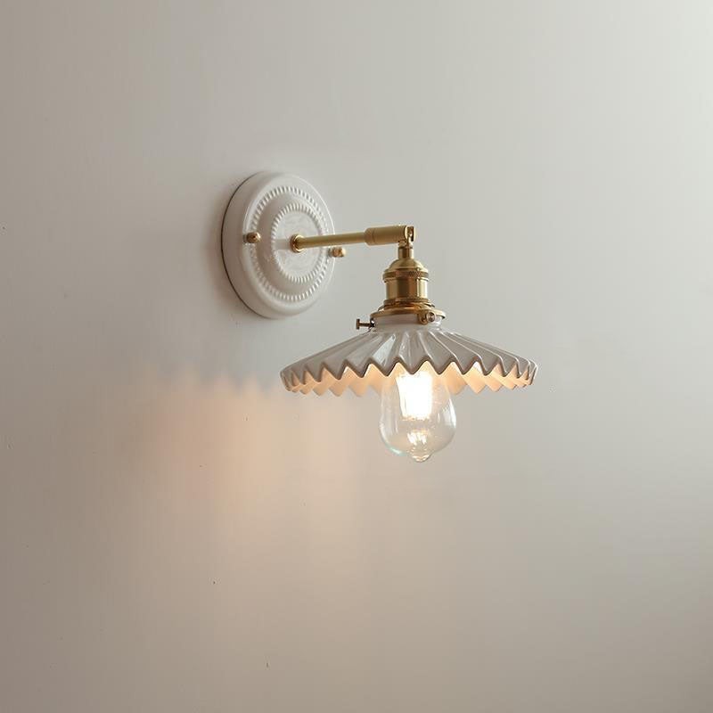 Vintage Japanse keramische messing wandlamp met 1 lamp HL1400