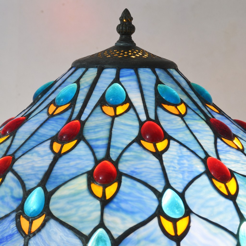 TF Tivanny Art Deco tafellamp met glas-in-lood - Vintage stijl voor slaapkamer of woonkamer HL3566