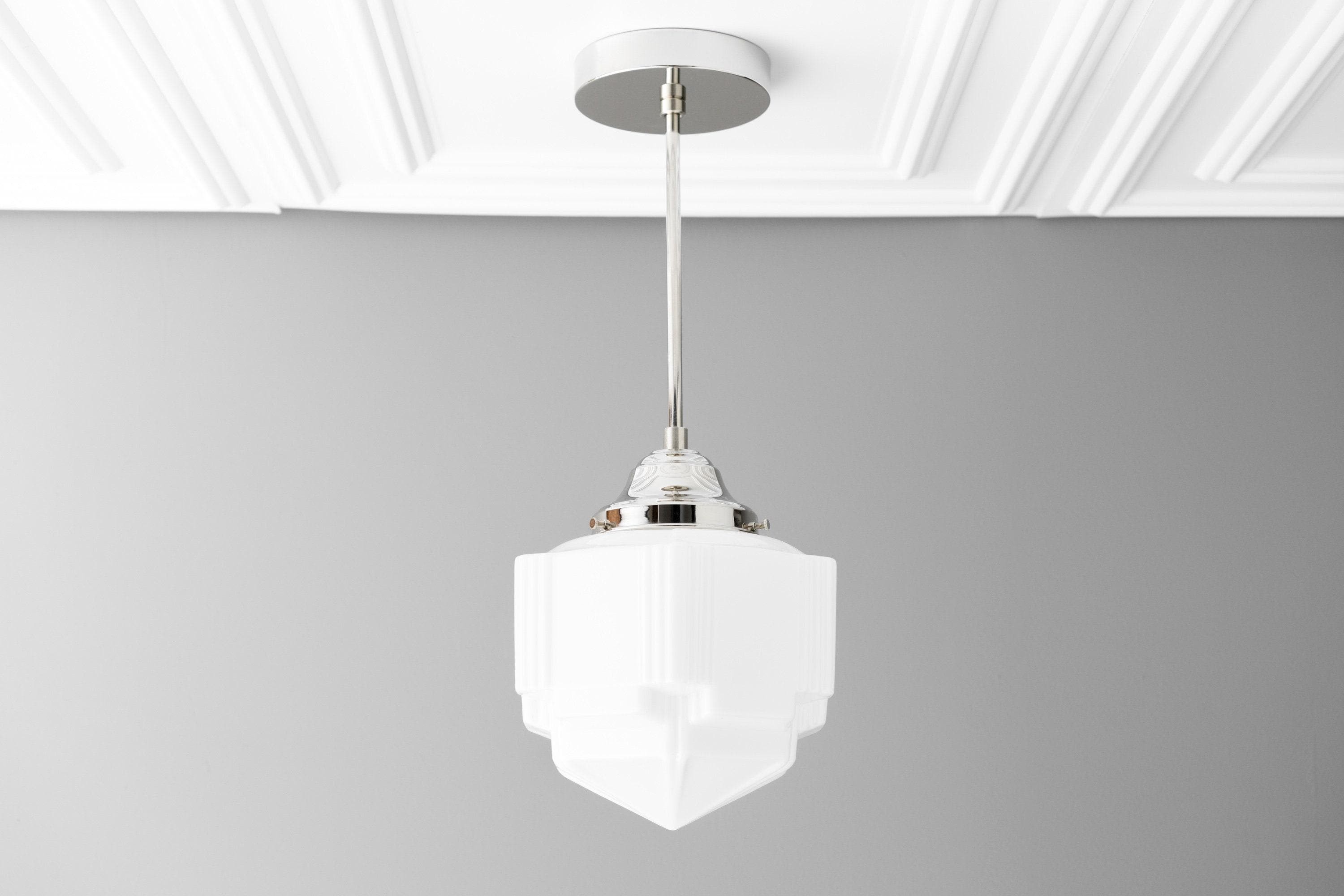 Geotower Glazen Moderne Hanglamp - Wolkenkrabber Design - Afwerking van Messing, Zwart of Nikkel HL1702
