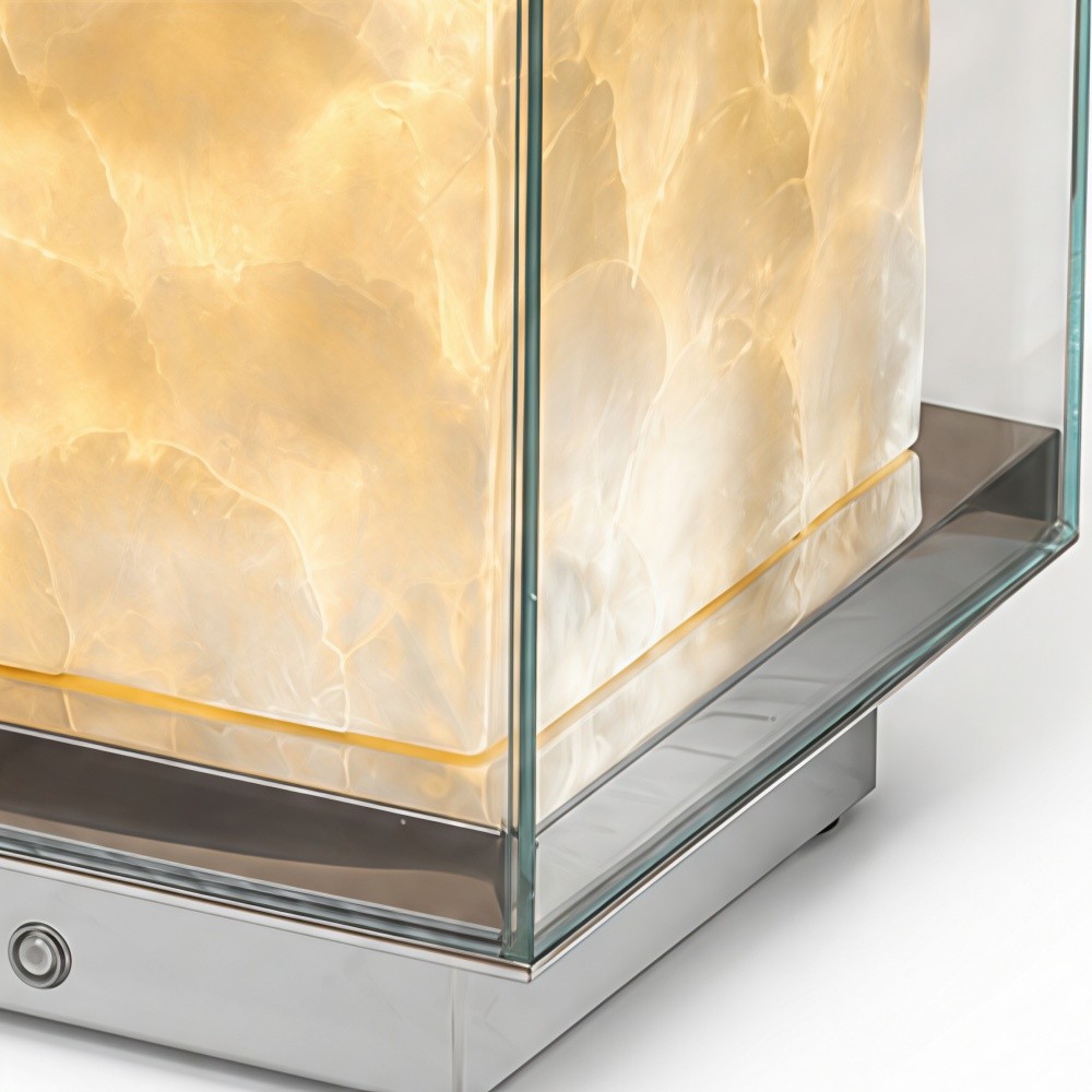 Beamira Mica en Shell Tafellamp - Moderne vierkante kap accentlamp voor de slaapkamer HL3526