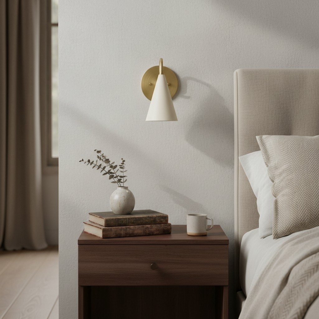 Curva metalen kegelvormige wandlamp - Vintage messing wandlamp voor hal of trappenhuis HL1967