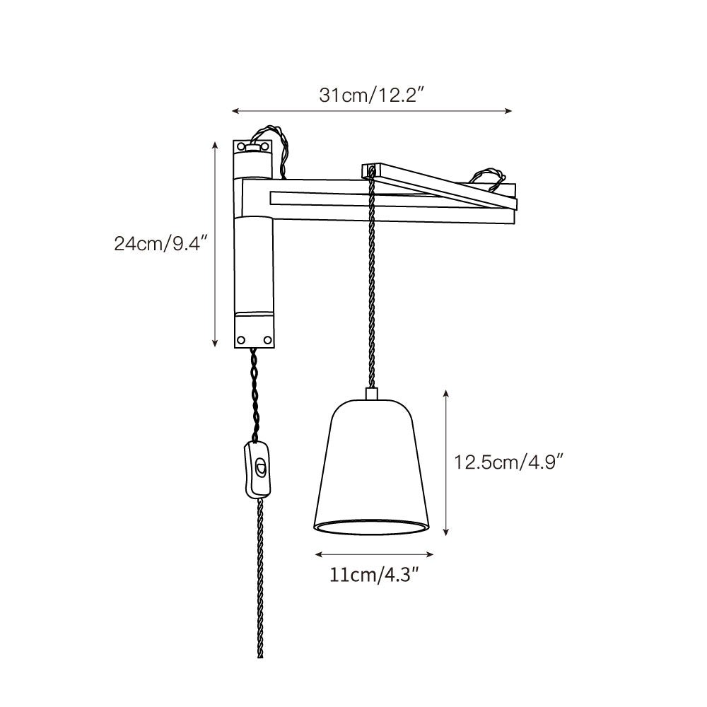 Tia Travertin Wandlamp met zwenkarm en stekker HL3238
