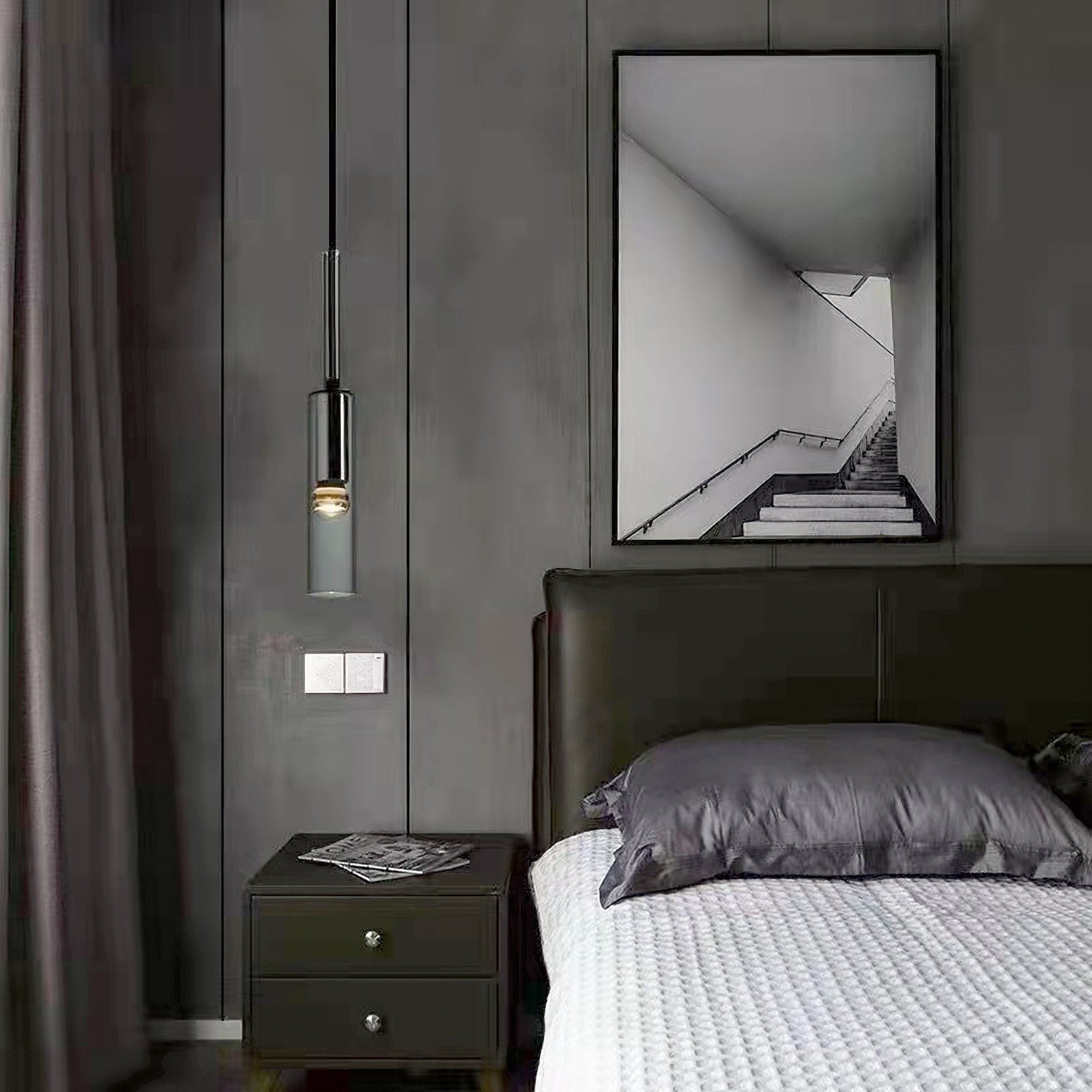 Moderne cilindrische glazen hanglamp HL961