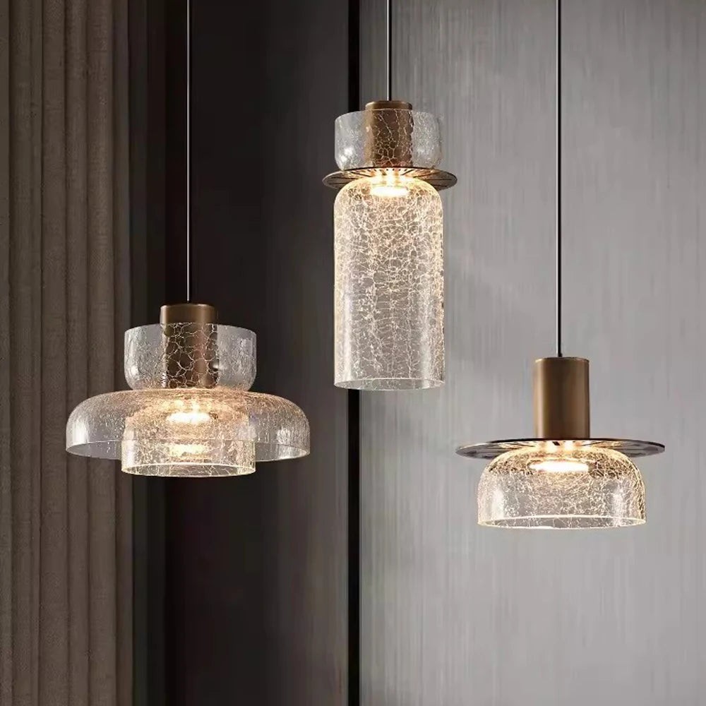 Retro hanglamp van gebarsten glas HL1253
