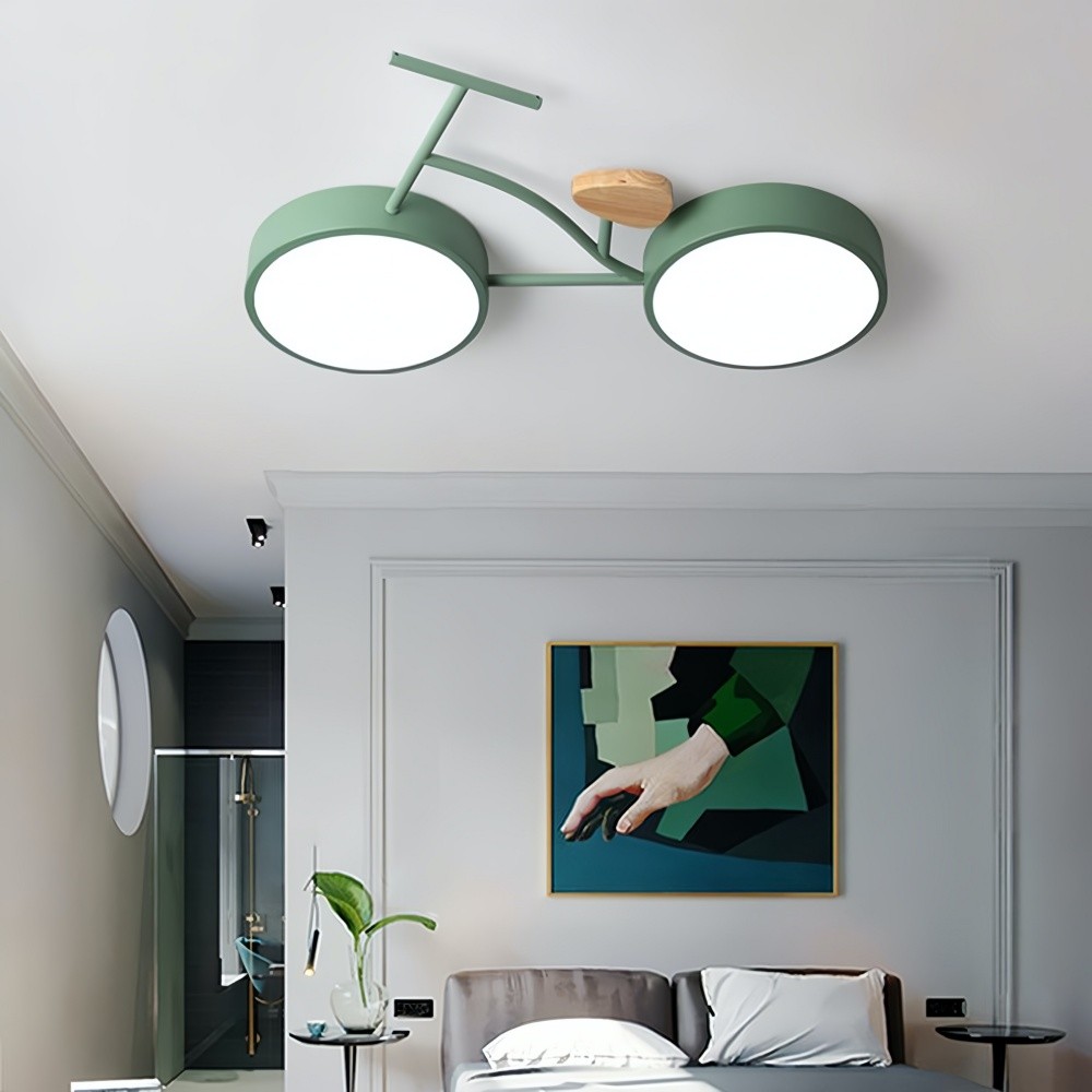 Nordic Wood Disc Plafondlamp - Fiets LED Lamp voor Kinderkamer HL1350