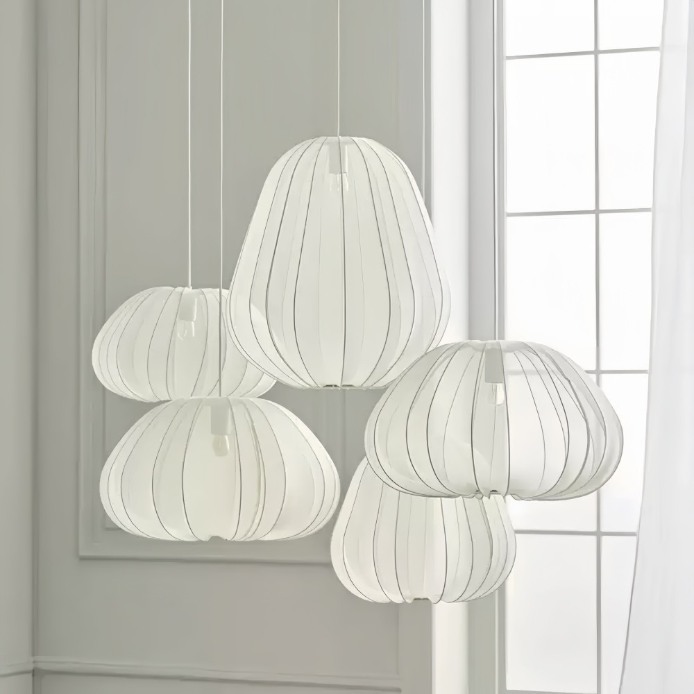 Witte stoffen hanglamp - Nordic lantaarnkap voor slaapkamer HL1316