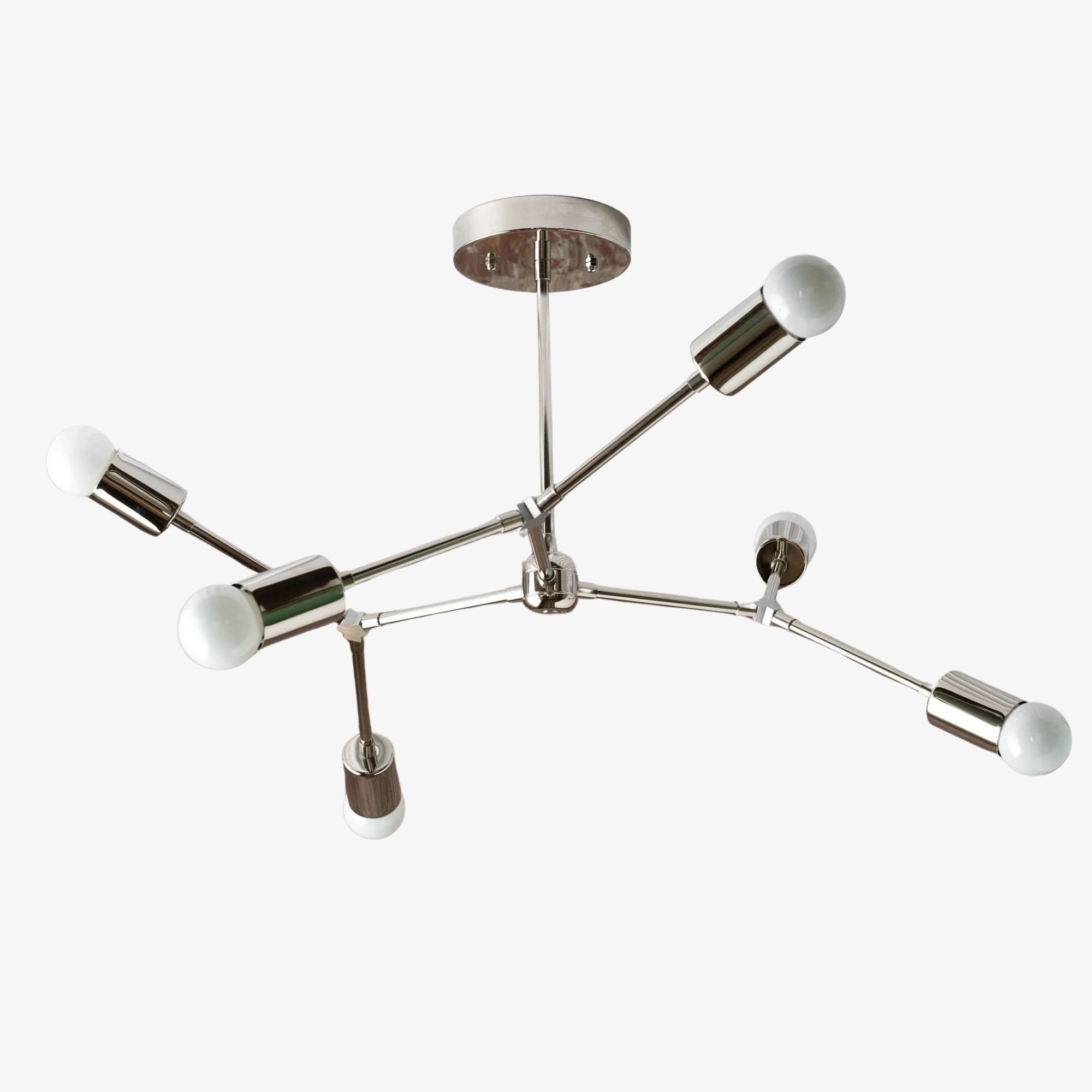 Mobilux Line Industriële Geometrische Kroonluchter - Chroomnikkel Plafondlamp HL1670