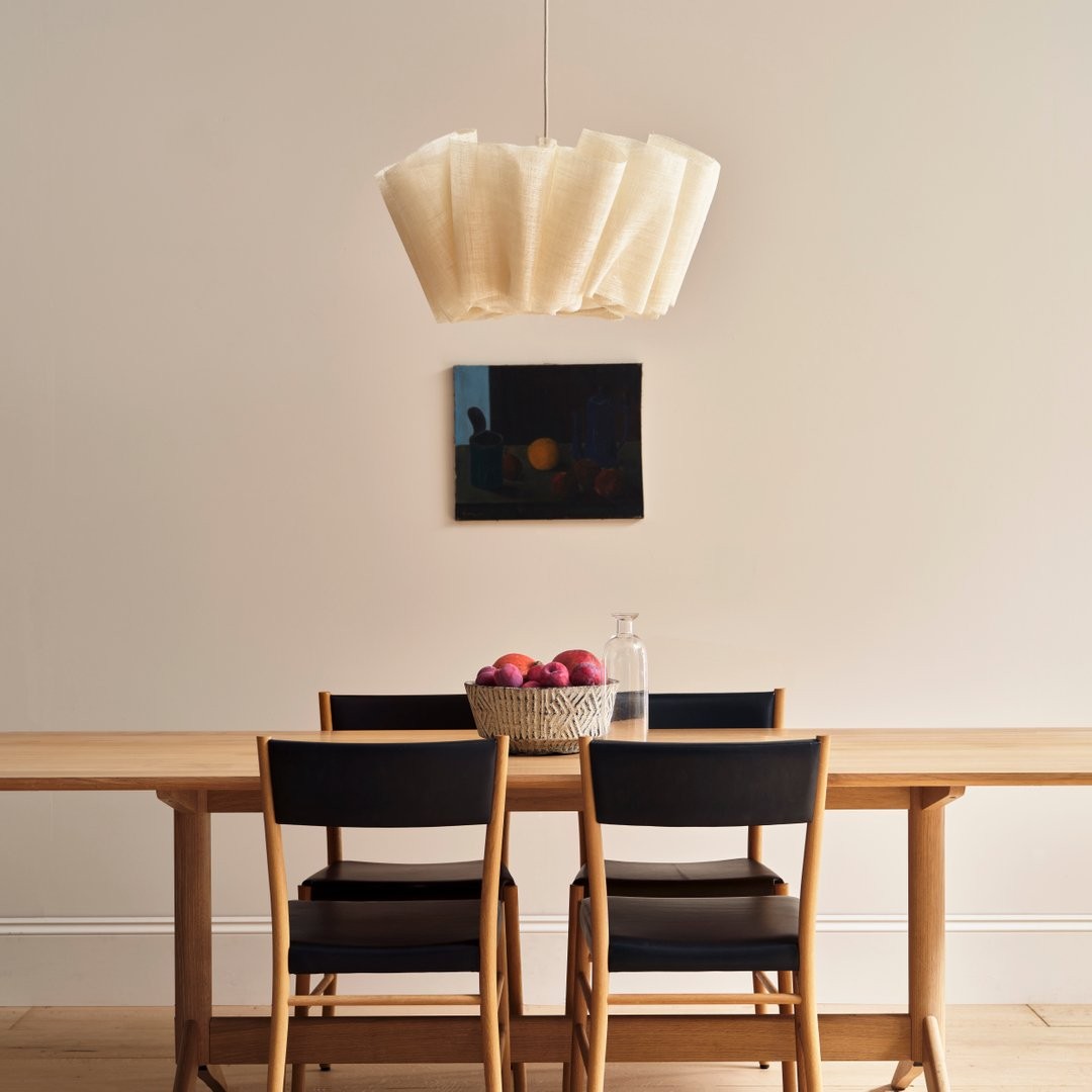 Hanglamp met geplooide stof van Noords linnen HL1403