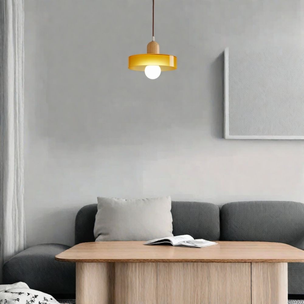 Morandi Glazen Hanglamp - Houten Schijfontwerp HL1047
