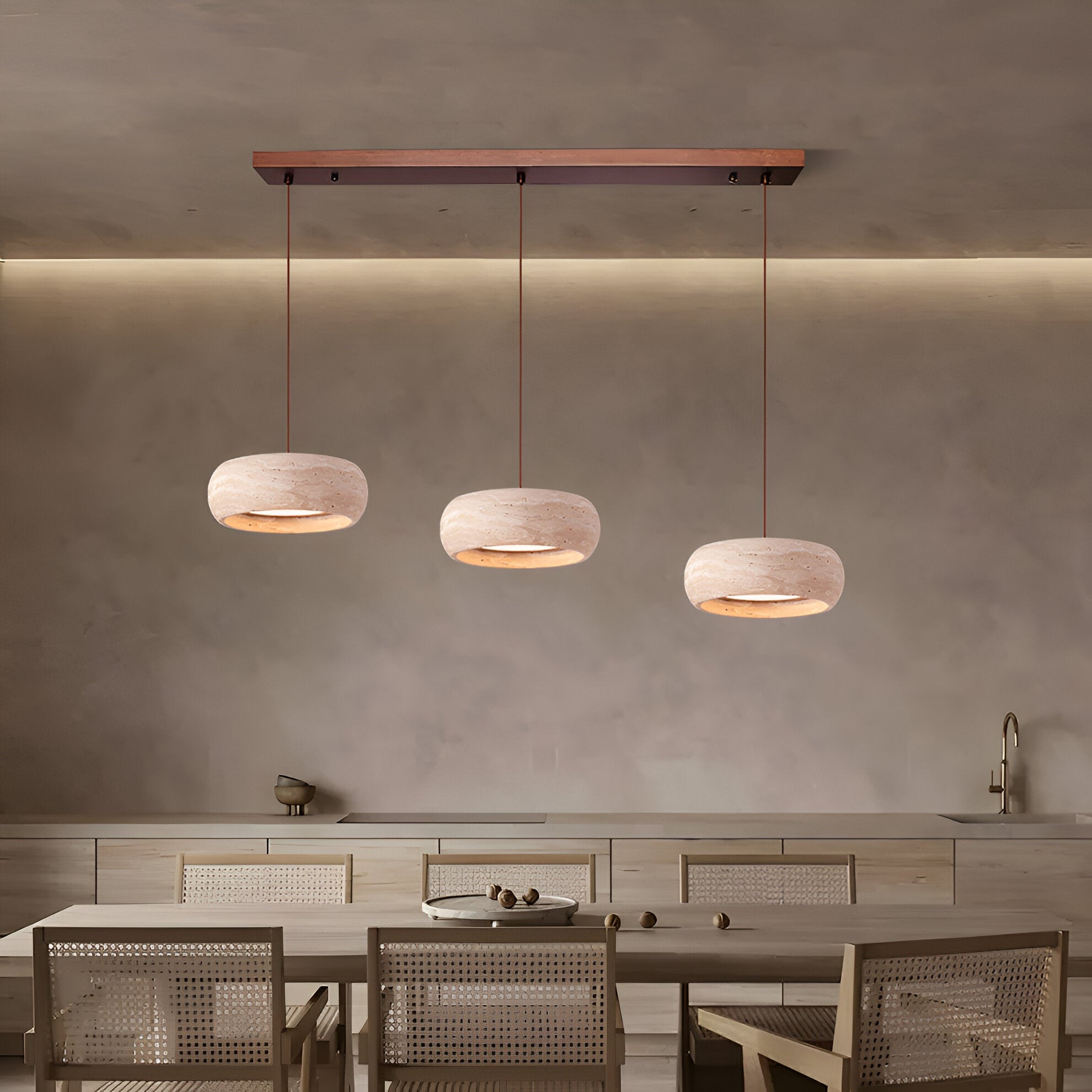 Hanglamp HL3487 in Wabi Sabi-stijl met travertijnsteen