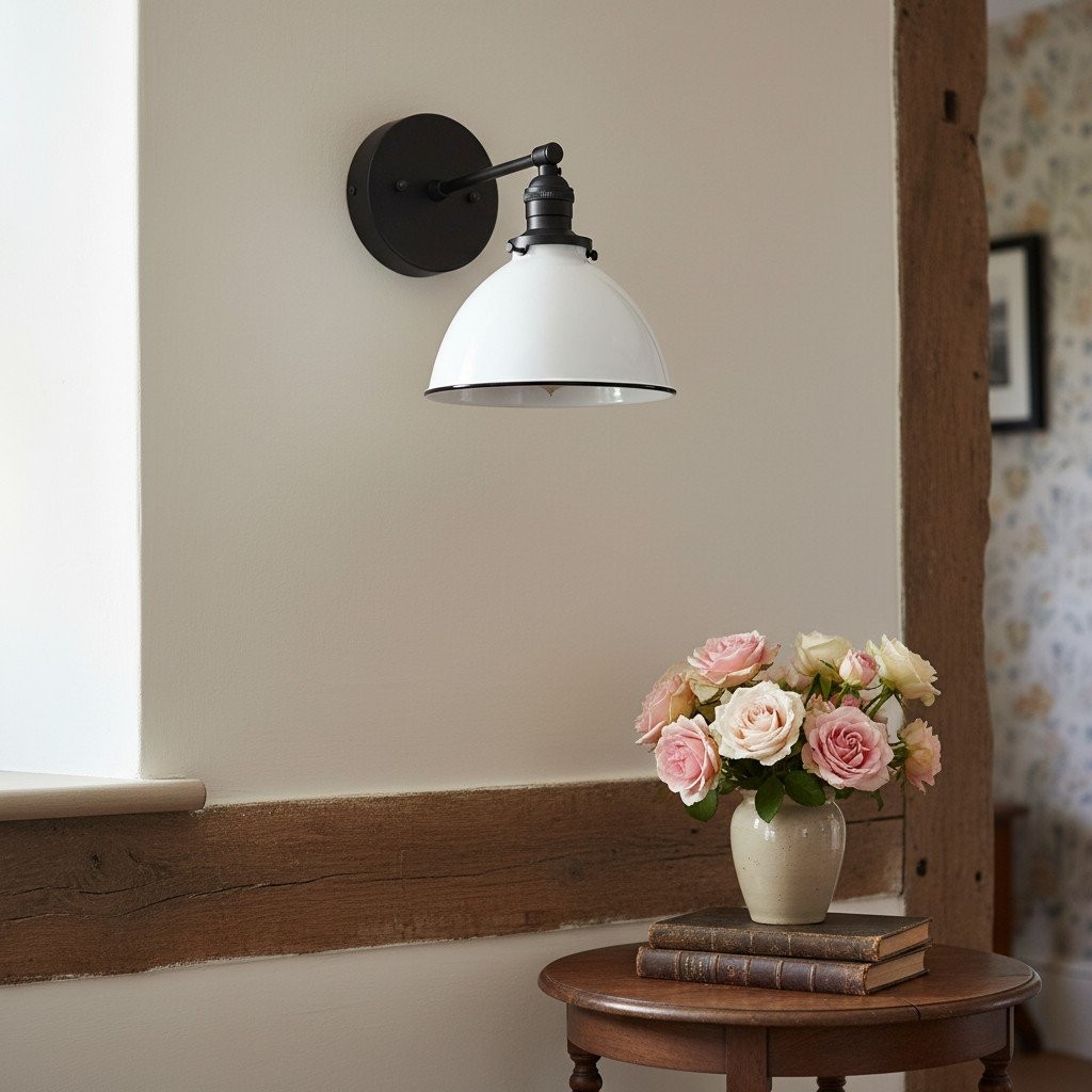 Conique Metalen Wandlamp - Witte Metalen Kap - Industriële Moderne Verlichting HL1669
