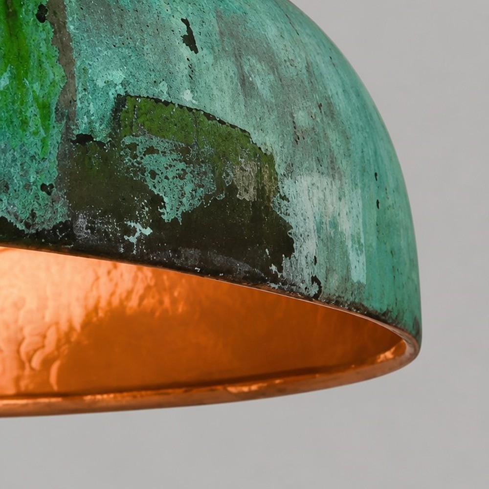 Aerugix Vintage hanglamp met gehamerde koperen koepel - natuurlijke metallic afwerking voor de eetkamer HL3580