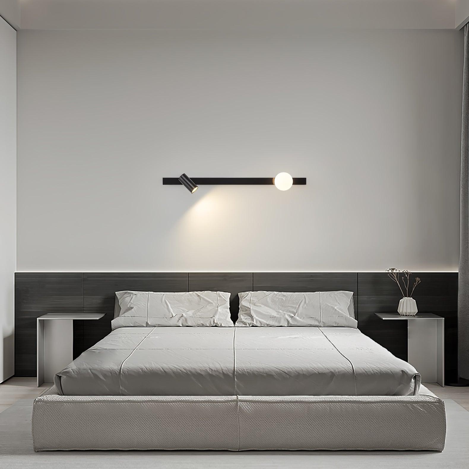 Moderne zwarte lineaire wandlamp met lange arm HL1123