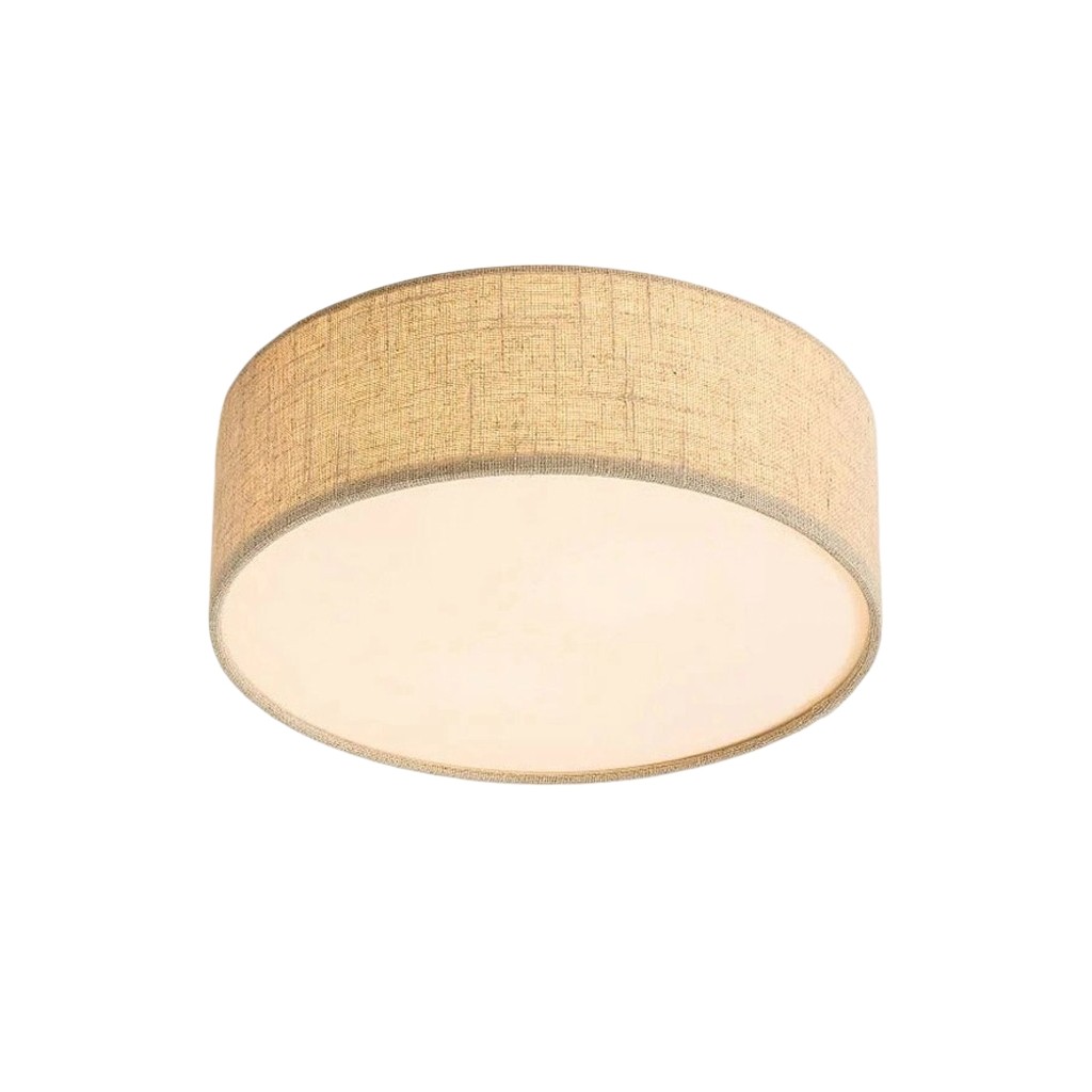 Dumora Linen Drum Plafondlamp - Inbouwarmatuur van ijzer met stoffen kap HL1571