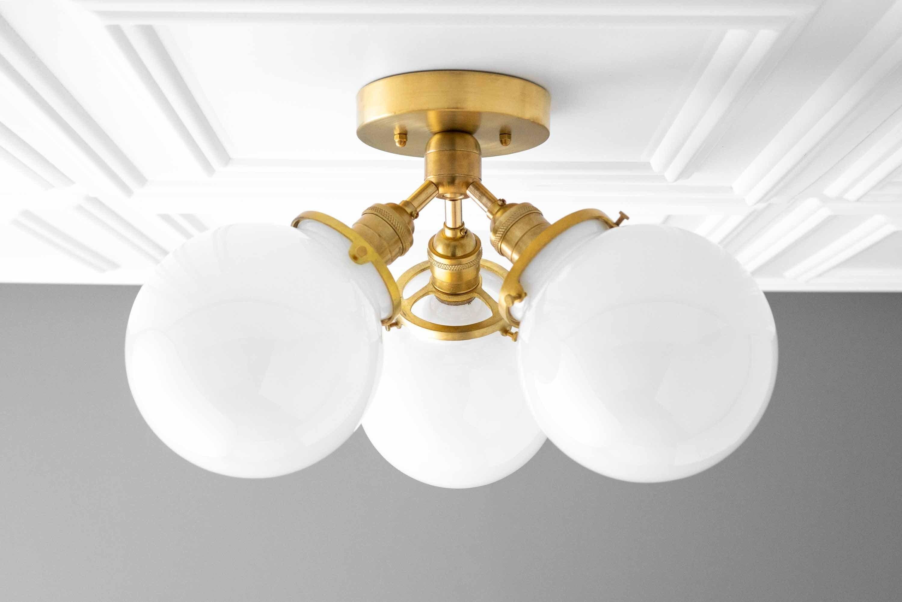 Glorica glazen bollamp - Mid-Century semi-flush plafondlamp HL1735