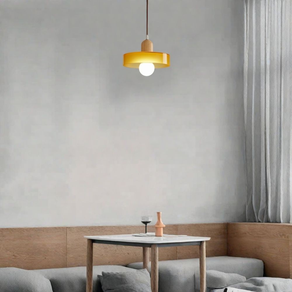 Morandi Glazen Hanglamp - Houten Schijfontwerp HL1047